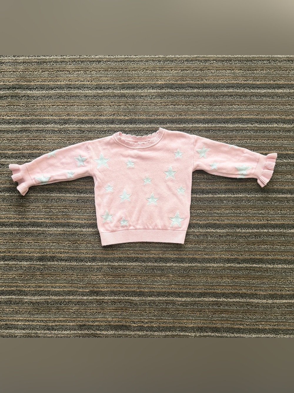GAP Baby Girl Pink Ruffle Sweater with White Star Motif